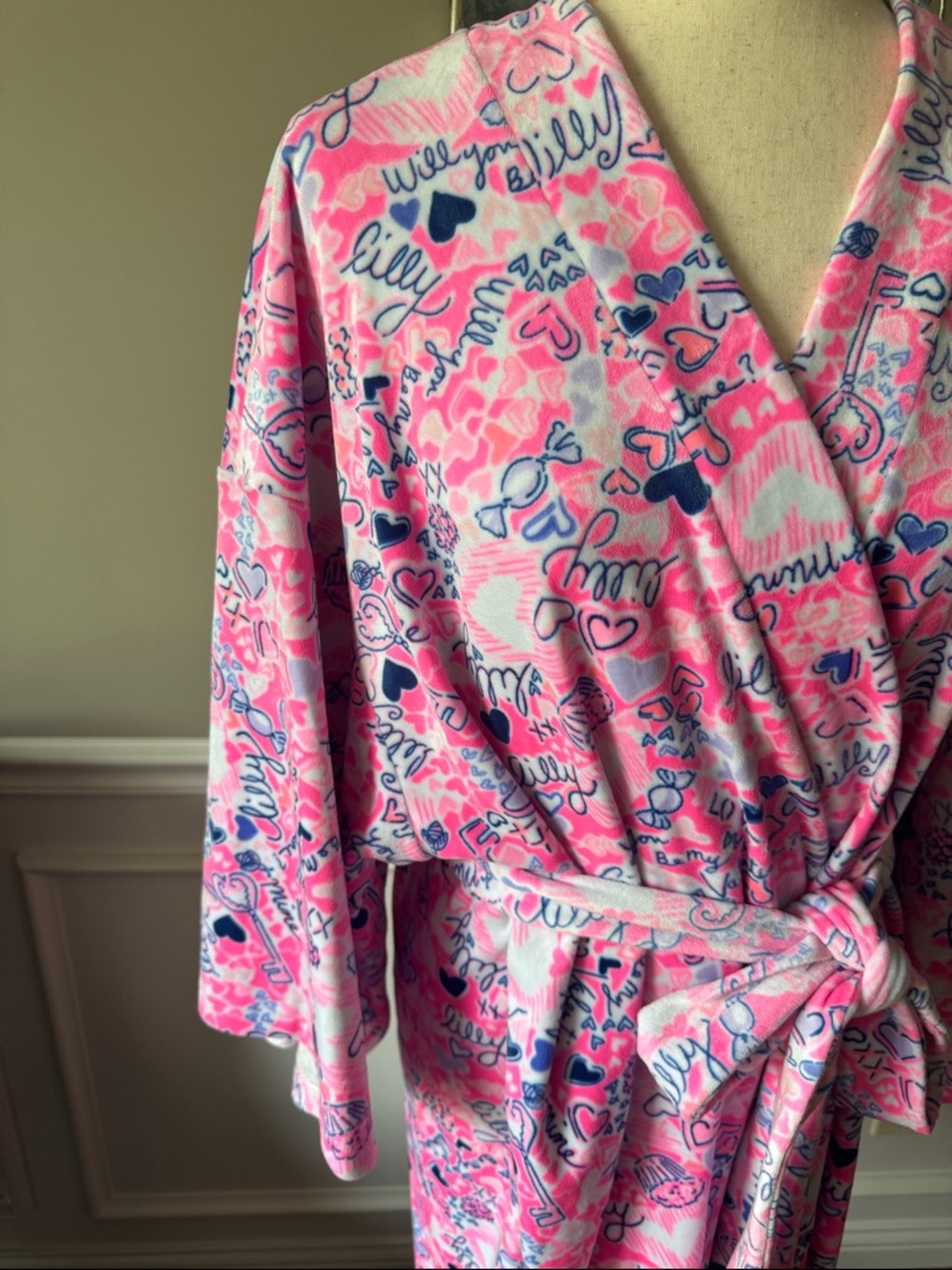 Lilly Pulitzer Women’s Pink Printed Wrap Robe XXL - Picture 2 of 14
